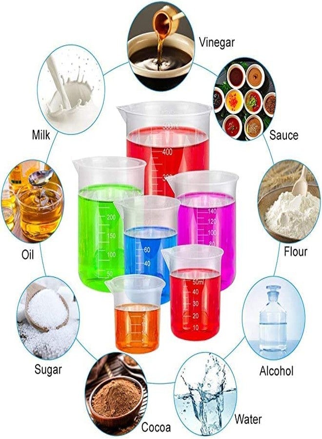 SPYLX Plastic Beakers Plastic Graduated Cups Clear Multipurpose Measuring Cups Epoxy Mixing Cups, Liquid Container Beakers (Set of 8 - (50 ML)) - Image 4